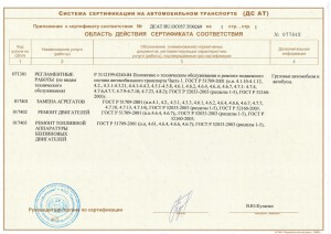 Сертификат соответствия (приложение)